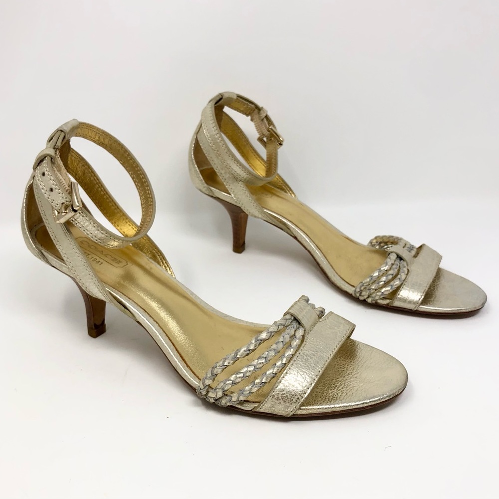 Coach golden champagne heeled sandals Size 8.5